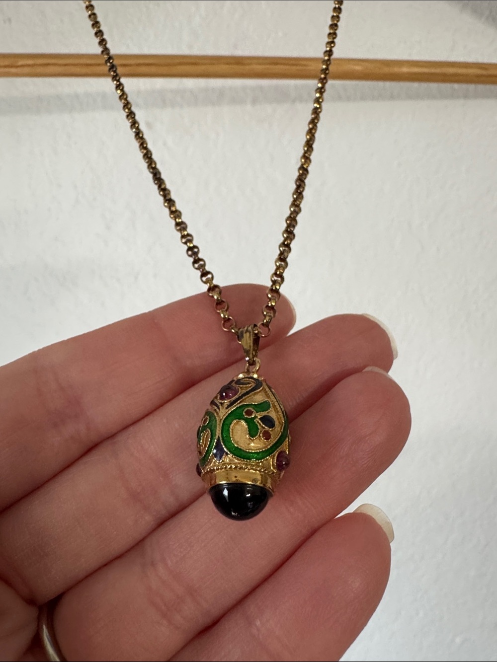 Vintage Enamel Egg Necklace